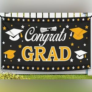 1 “Congrats Grad” graduation banner gold & black, NIP